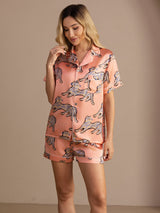 [Gatto Rosa] SilkSilky-IT Short Sleeve Lapel Collar Pigiami da donna 005
