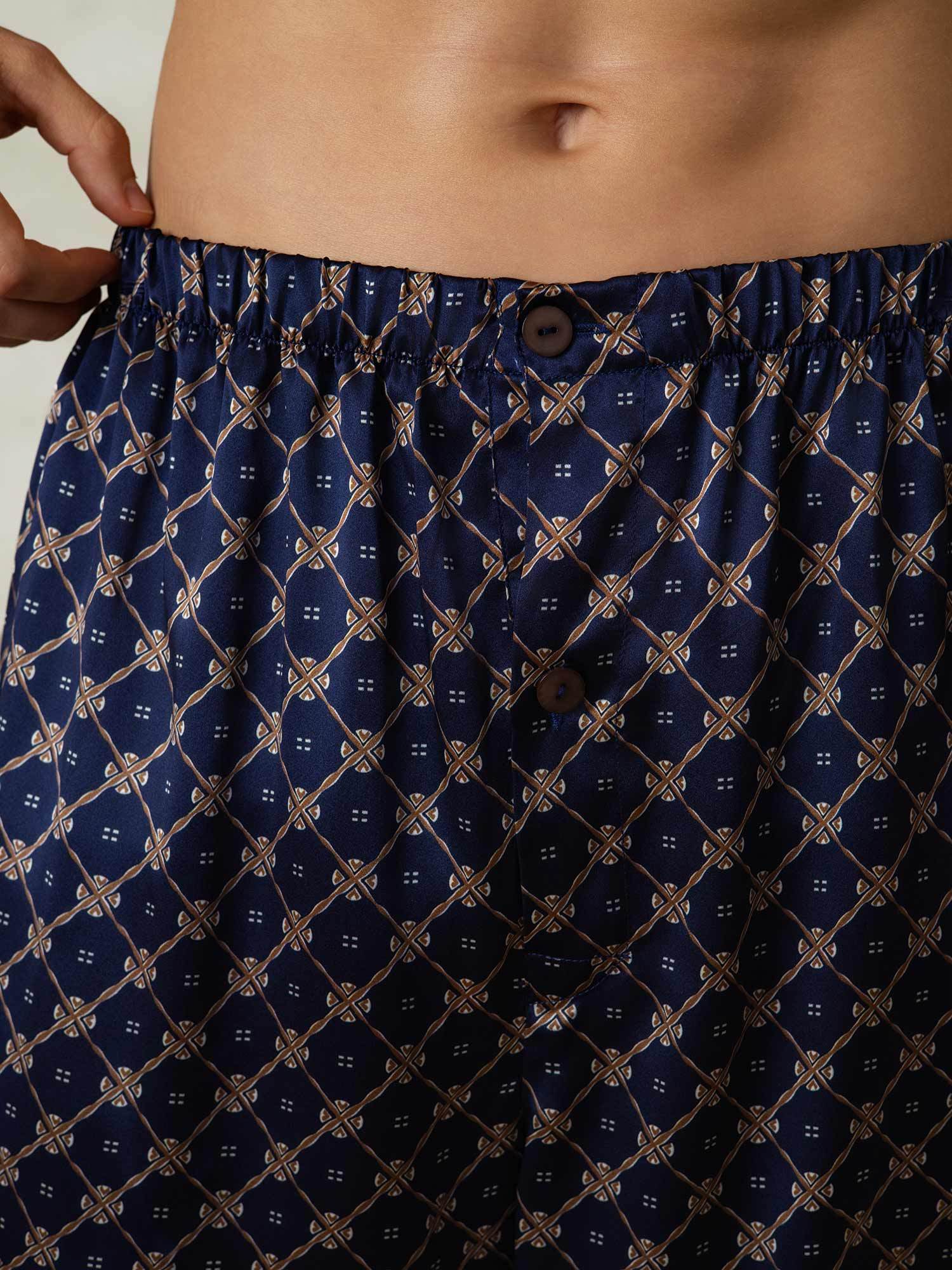 [Catena Blu Navy] SilkSilky-IT Seta pura Mens Sleep Bottoms 006,