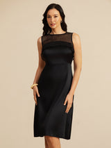 [Nero] SilkSilky-IT Sleeveless Illusion Neck Vestiti da donna 001