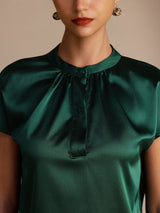 [Verde Scuro] SilkSilky-IT Short Sleeve Blouse 004