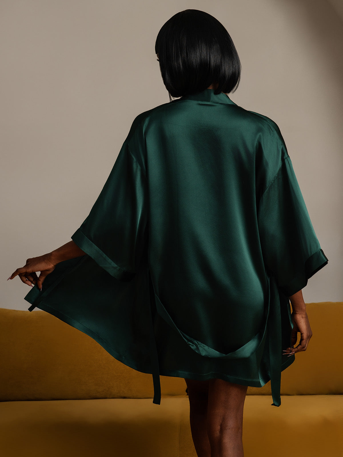 [Verde Scuro] SilkSilky-IT Seta pura Womens Robe 002