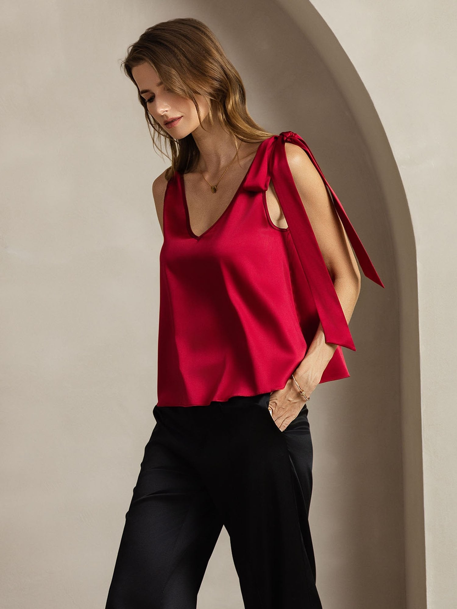 [Vino] SilkSilky-IT 19Momme Seta Womens T-Shirt 005