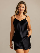 [Nero] SilkSilky-IT Sleeveless V Neck Set di Bretelle 001