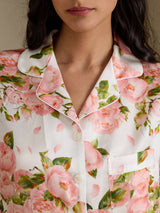 [Peonia Bianca] SilkSilky-IT Short Sleeve Notch Collar Pigiami da donna 005