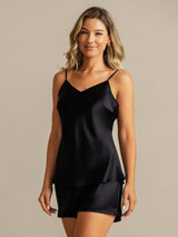 [Nero] SilkSilky-IT Sleeveless V Neck Set di Bretelle 004