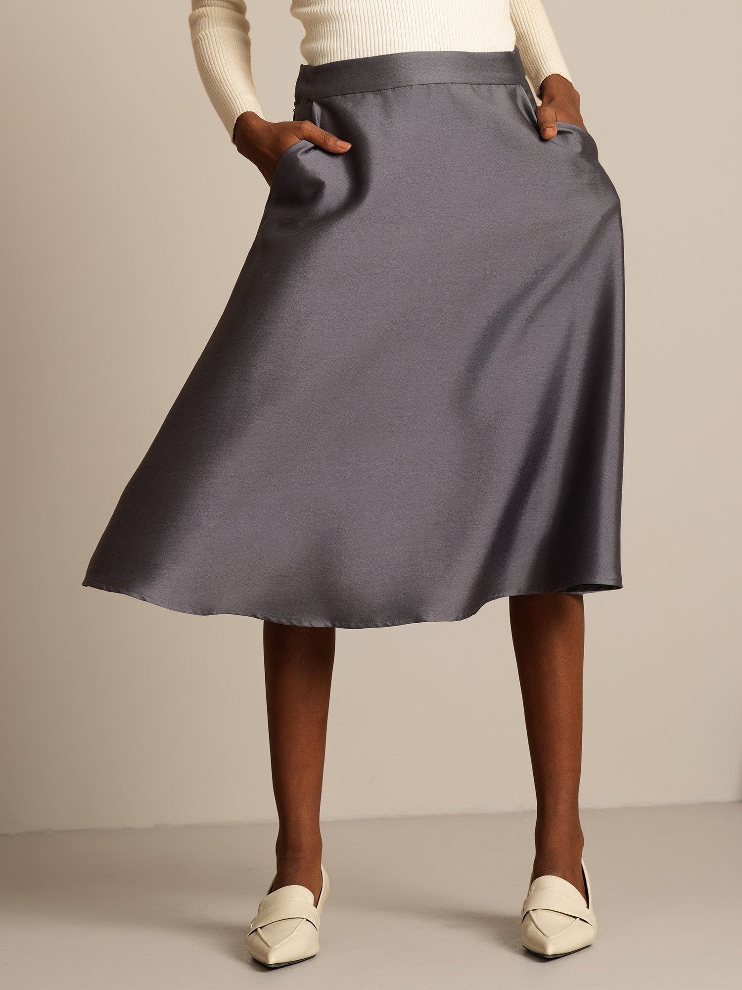 [Grigio] SilkSilky-IT 32Momme Seta Skirt 003