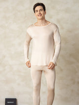 [Marrone Chiaro] SilkSilky-IT Long Sleeve Round Neck Intimo Lungo Uomo 004