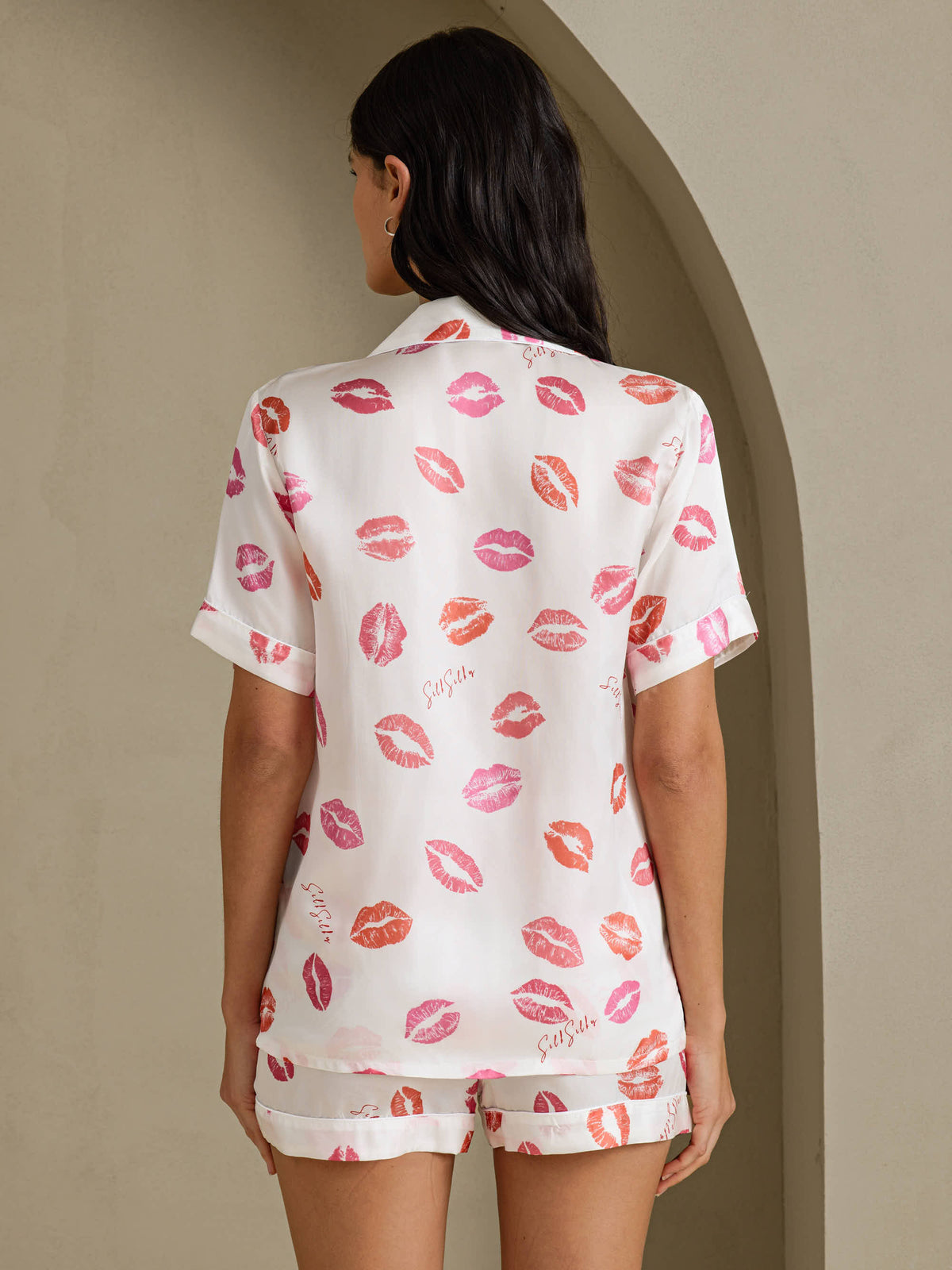 [Rossetto Bianco] SilkSilky-IT Short Sleeve Notch Collar Pigiami da donna 002