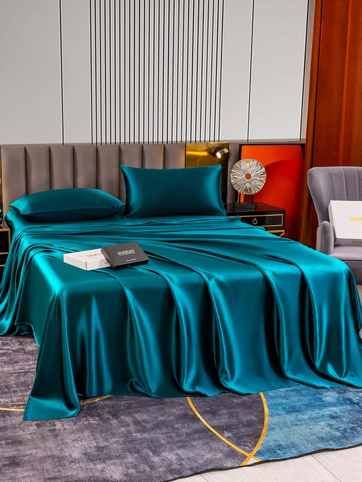 [Verde Acqua] SilkSilky-IT 22Momme Seta pura Bedding Set 005