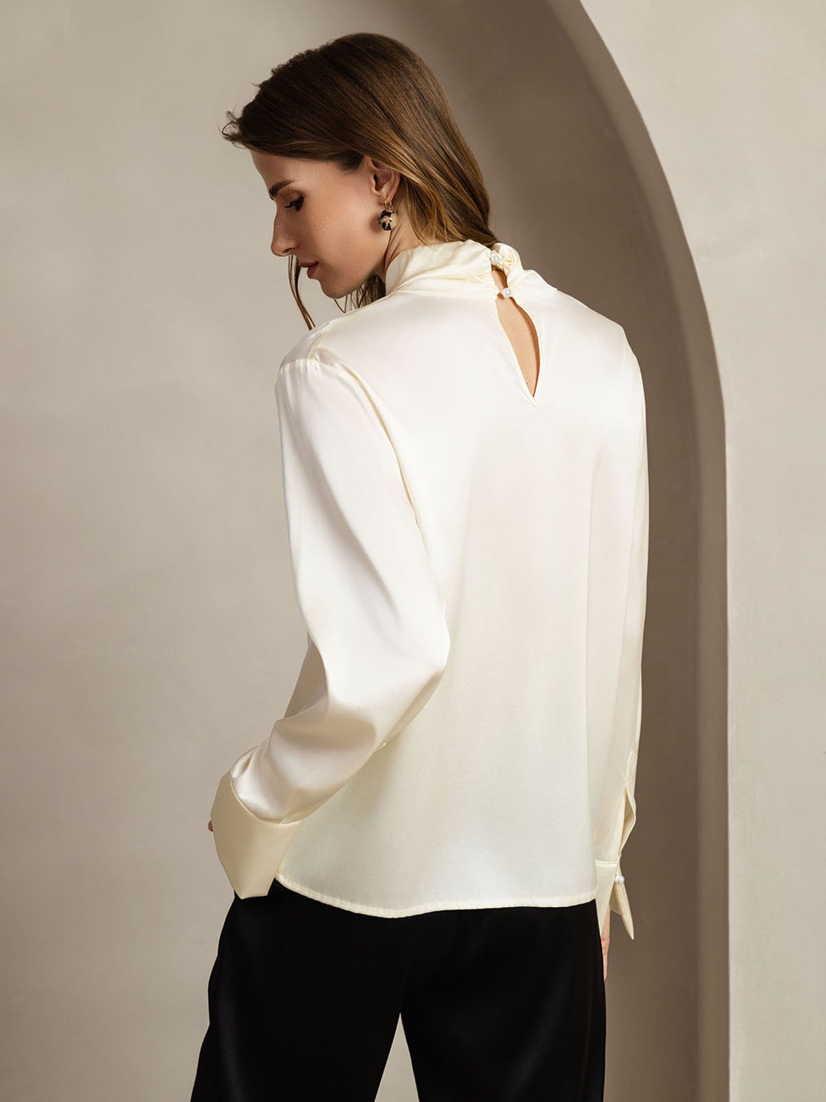 [Avorio] SilkSilky-IT 19Momme Seta Womens Shirt 002