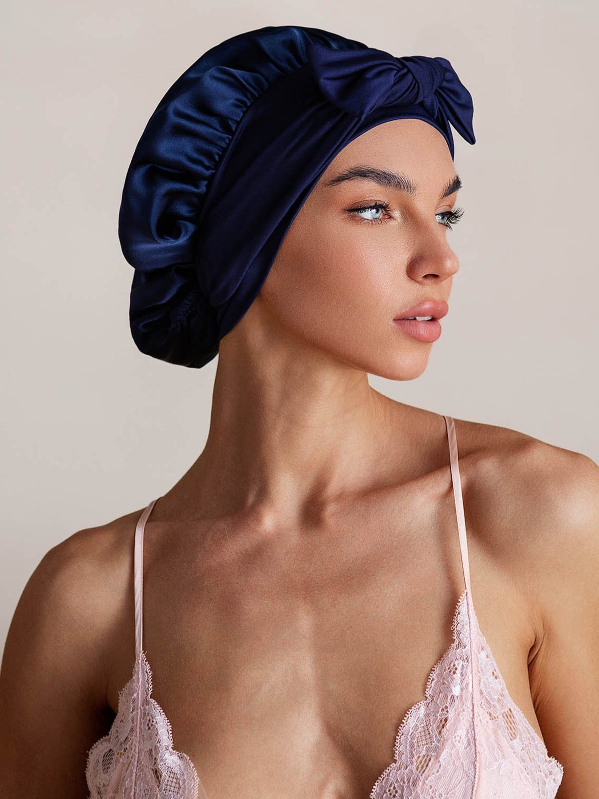 SilkSilky-IT Seta pura Sleep Cap BluScuro 001