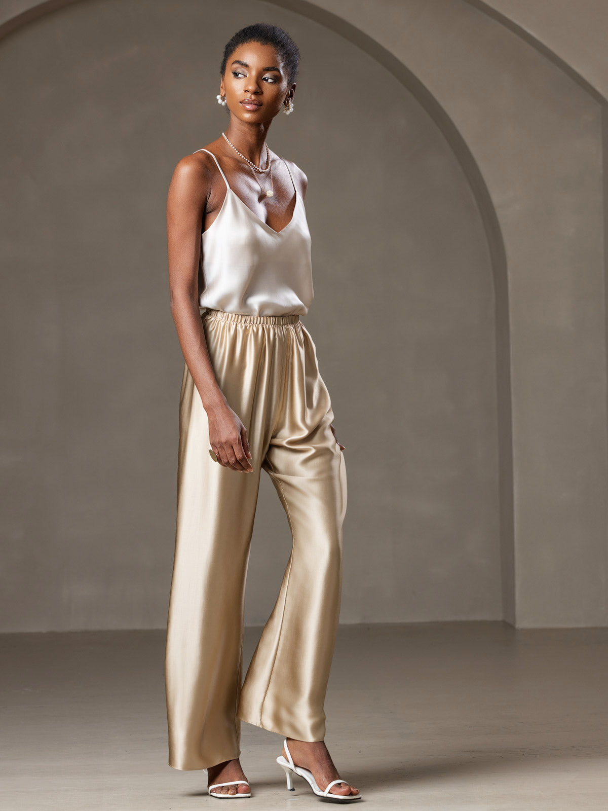[Beige] SilkSilky-IT Seta pura Camisoles 006
