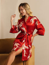 [Rosso Scuro] SilkSilky-IT 3/4 Sleeve Vestaglia da donna 001