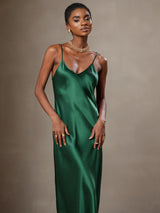[Verde] SilkSilky-IT Sleeveless V Neck Vestiti da donna 003