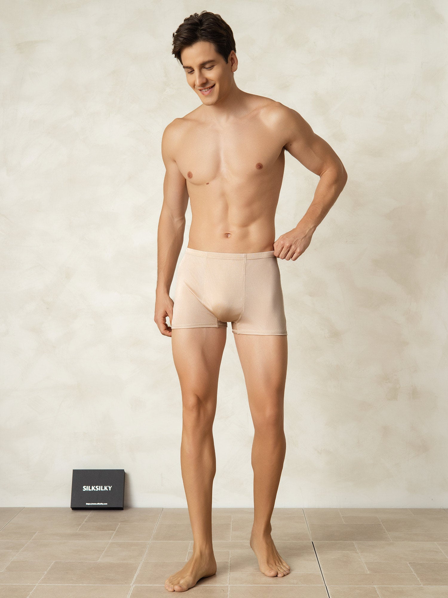 [Beige] SilkSilky-IT Maglia di seta Mens Underwear 004