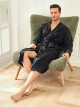 [Nero] SilkSilky-IT 19Momme Manica lunga Mens Robe 006