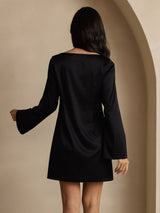 [Nero] SilkSilky-IT Long Sleeve Boat Neck Vestiti da donna 002
