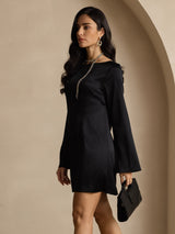 [Nero] SilkSilky-IT Long Sleeve Boat Neck Vestiti da donna 004