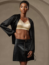 [Nero] SilkSilky-IT 19Momme Manica lunga Capispalla da donna 003