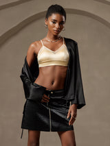 [Nero] SilkSilky-IT 19Momme Manica lunga Capispalla da donna 007