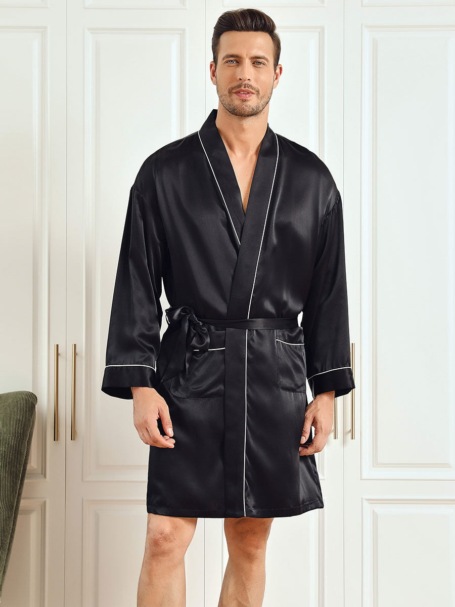 [Nero] SilkSilky-IT Long Sleeve Vestaglia da uomo 001