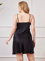 [Nero] SilkSilky-IT Tirantes Finos Scollo a V Vestiti da donna taglia grossa 002
