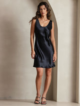 [Nero] SilkSilky-IT Senza maniche Scollo A Coppa Vestiti da donna 001