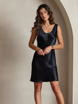 [Nero] SilkSilky-IT Senza maniche Scollo A Coppa Vestiti da donna 003