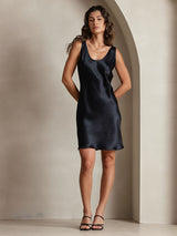 [Nero] SilkSilky-IT Senza maniche Scollo A Coppa Vestiti da donna 004