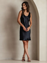 [Nero] SilkSilky-IT Senza maniche Scollo A Coppa Vestiti da donna 007