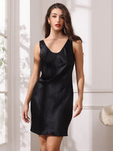 [Nero] SilkSilky-IT Senza maniche Scollo A Coppa Camicia da notte 004