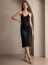 [Nero] SilkSilky-IT Sleeveless V Neck Vestiti da donna 001