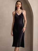 [Nero] SilkSilky-IT Sleeveless V Neck Vestiti da donna 003