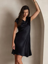 [Nero] SilkSilky-IT Cap Sleeve V Neck Vestiti da donna 004