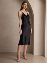 [Nero] SilkSilky-IT Sleeveless V Neck Vestiti da donna 005