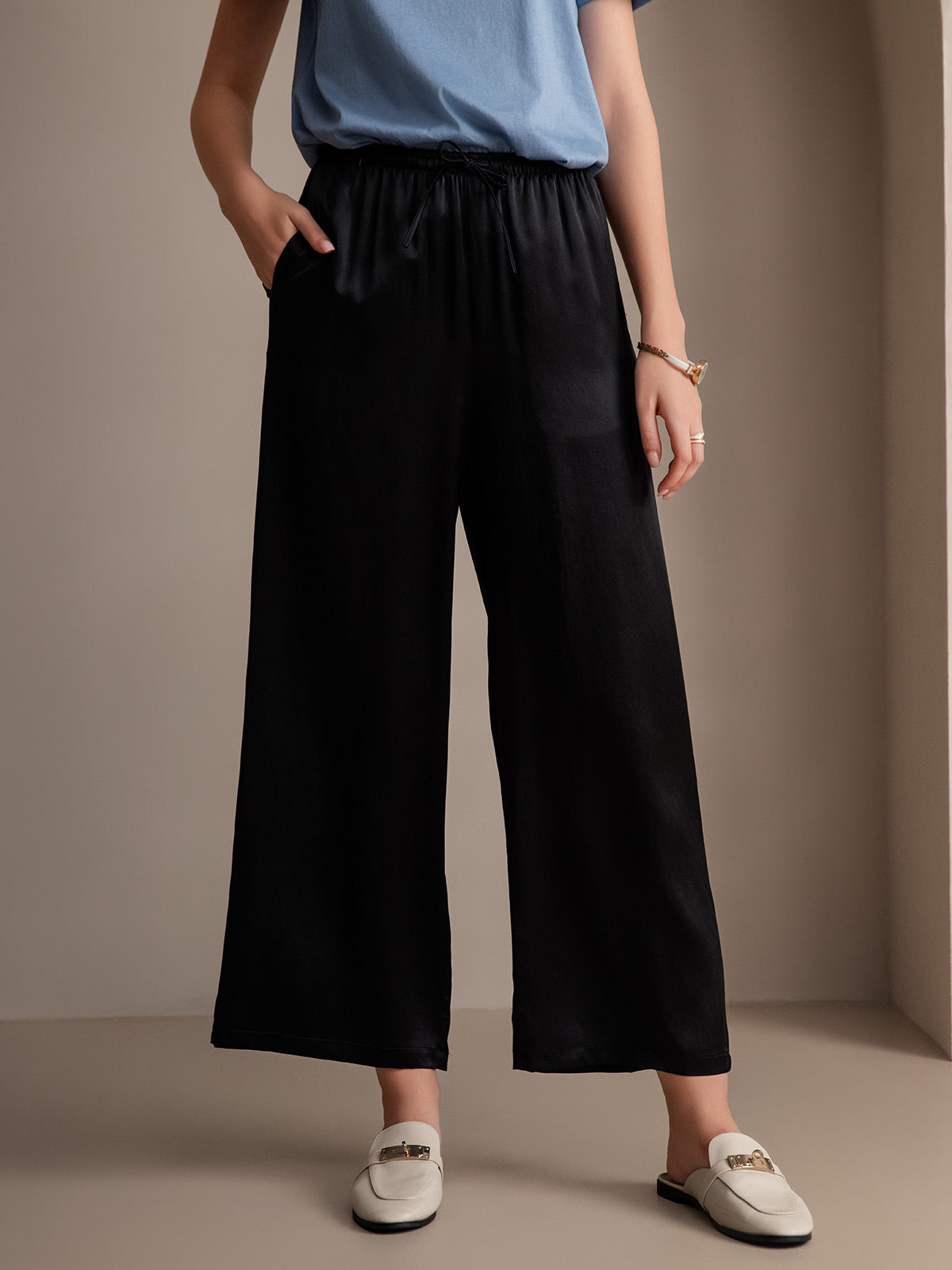[Nero] SilkSilky-IT Pure Silk Womens Pants 001