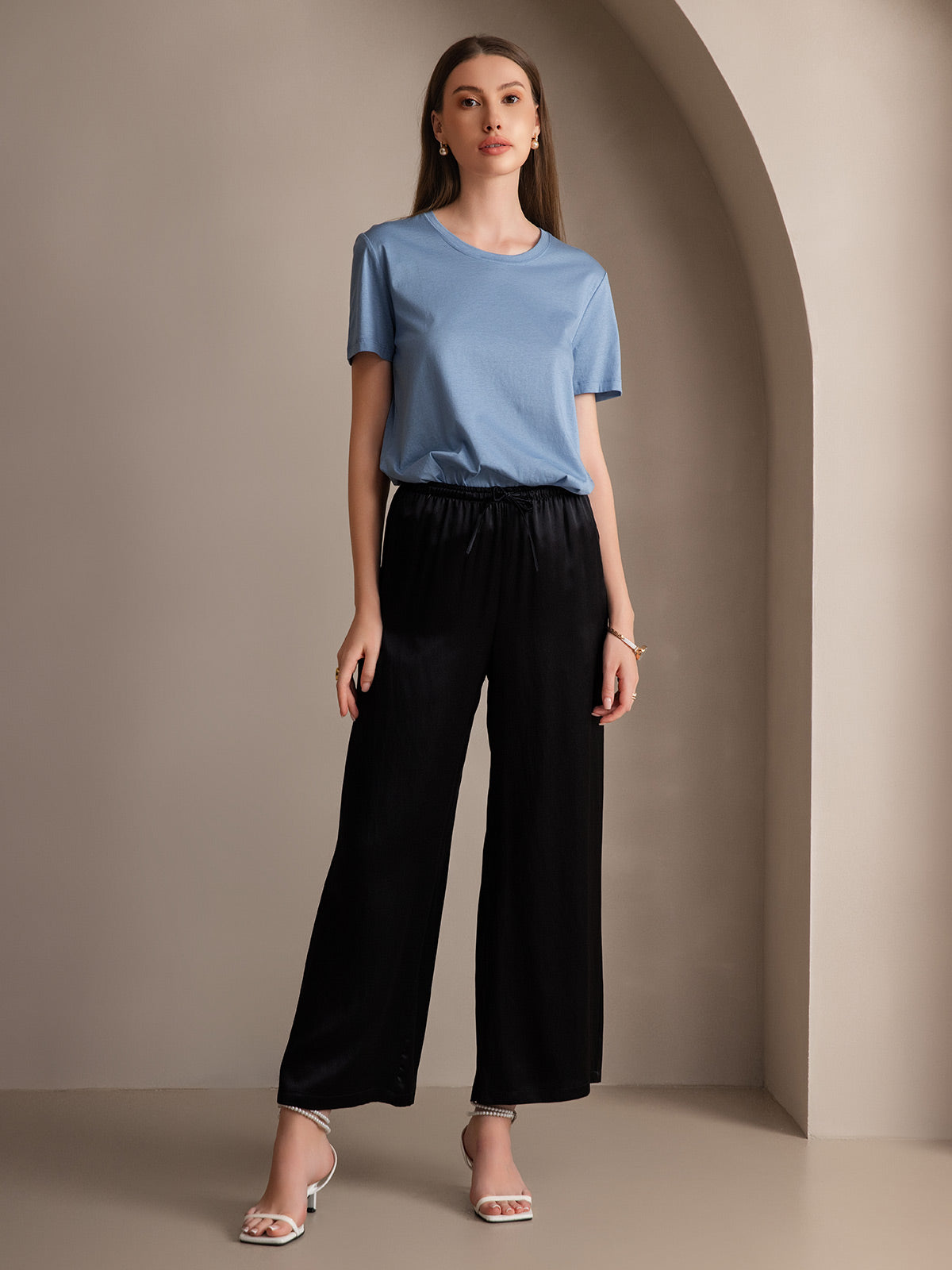 [Nero] SilkSilky-IT Pure Silk Womens Pants 004