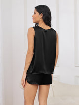 [Nero] SilkSilky-IT Sleeveless Round Neck Pigiami da donna 002