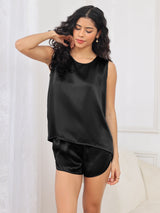 [Nero] SilkSilky-IT Sleeveless Round Neck Pigiami da donna 003