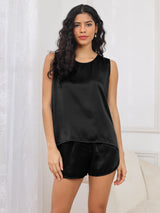 [Nero] SilkSilky-IT Sleeveless Round Neck Pigiami da donna 005