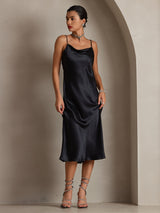 [Nero] SilkSilky-IT Sleeveless Cowl Neck Vestiti da donna 003