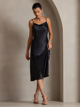 [Nero] SilkSilky-IT Sleeveless Cowl Neck Vestiti da donna 004