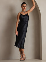 [Nero] SilkSilky-IT Sleeveless Cowl Neck Vestiti da donna 005