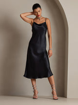 [Nero] SilkSilky-IT Sleeveless Cowl Neck Vestiti da donna 006