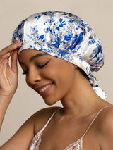 [Porcellana Bianco E Blu] SilkSilky-IT Cuffia di seta 001