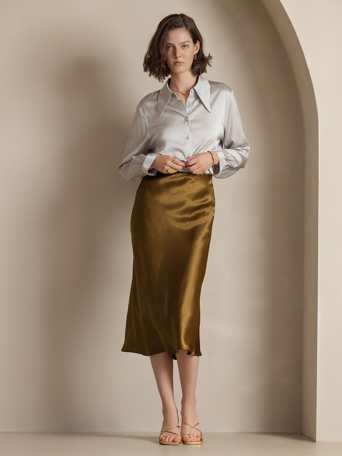 [Marrone] SilkSilky-IT 19Momme Skirt 004