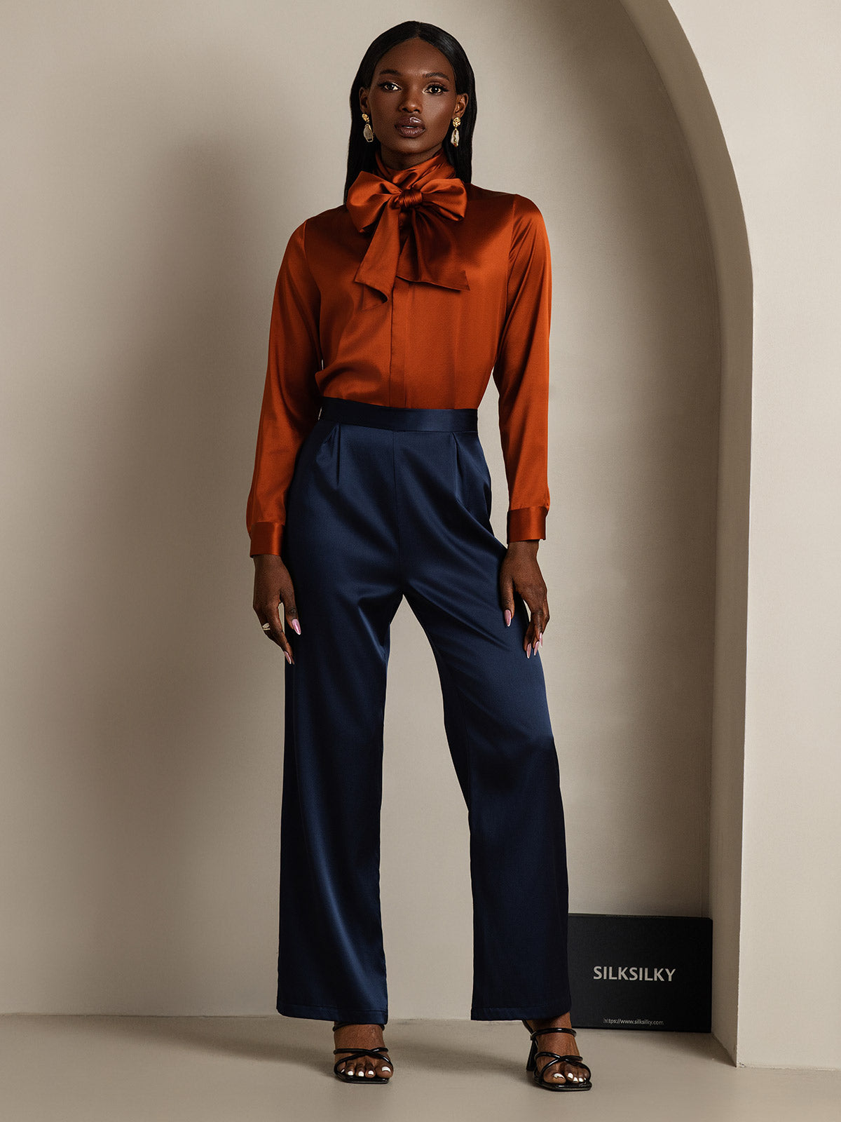 [Caramello] SilkSilky-IT 19Momme Seta Womens Shirt 005,