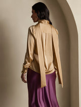 [Champagne] SilkSilky-IT Long Sleeve High Neck Camicette 002