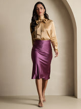 [Champagne] SilkSilky-IT Long Sleeve High Neck Camicette 006