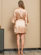 [Champagne] SilkSilky-IT A tre quarti Scollo a V Set camicia e vestaglia 003